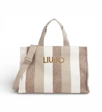 Liu Jo per donna 2A6026 T2176 Borsa shopper a righe beige (OSFA), Marrone, Casual, Cotone Argento