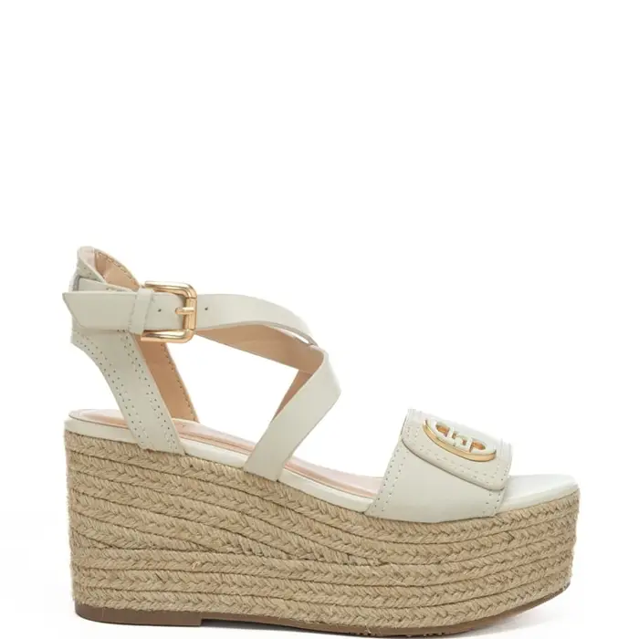 Liu Jo scarpe alte da donna bali 01con zeppa in tessuto corda intrecciato latte