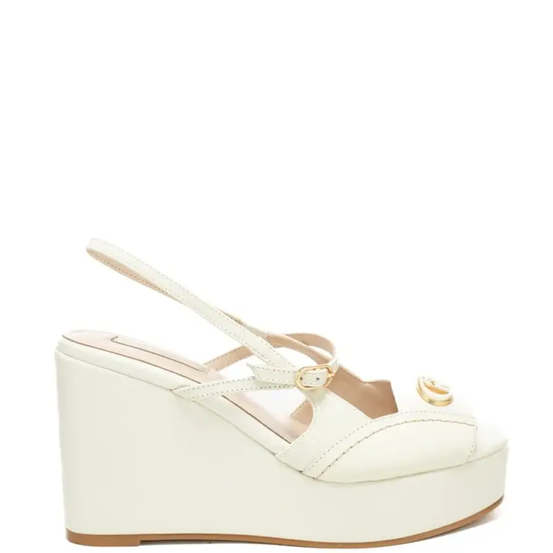 Liu Jo scarpe alte da donna kandy 02 con logo monogram in metallo sulla parte frontale bianco latte