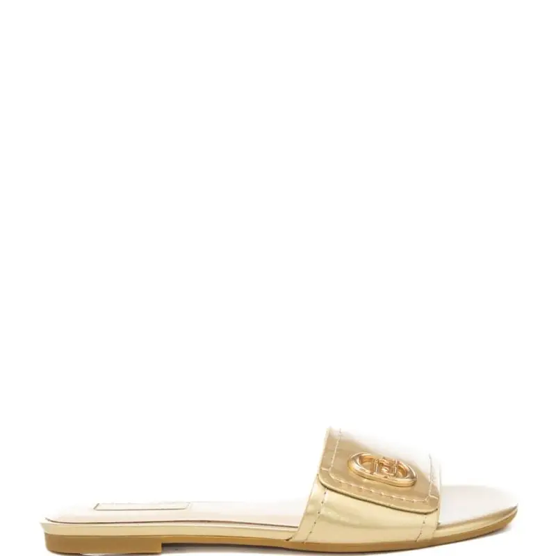 Liu Jo scarpe basse da donna sandy 03 con logo monogram in metallo sul davanti oro chiaro