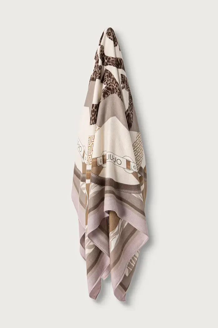 sciarpa quadrata da donna in viscosa Beige
