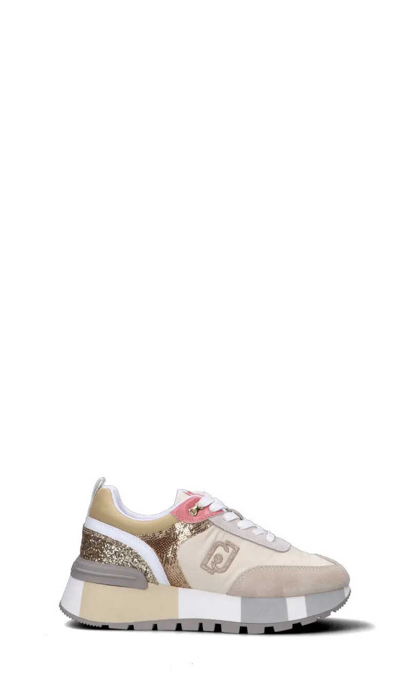 LIU JO Sneaker donna beige/bianca/oro/salmone in suede Vario
