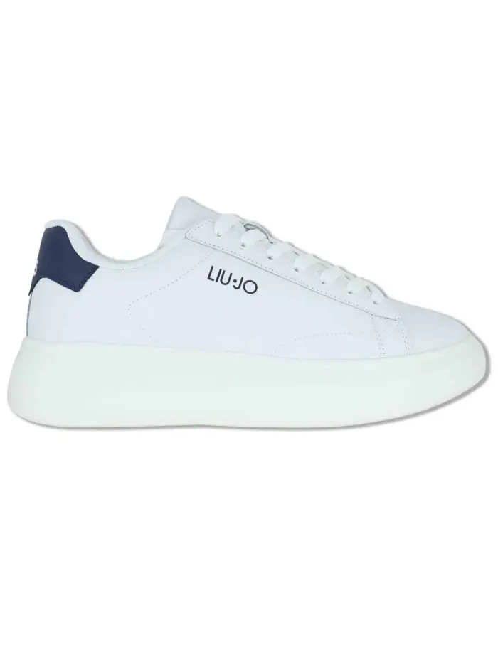 Liu-Jo Sneakers in pelle bianca con suola alta Uomo BIG 01 BLUE