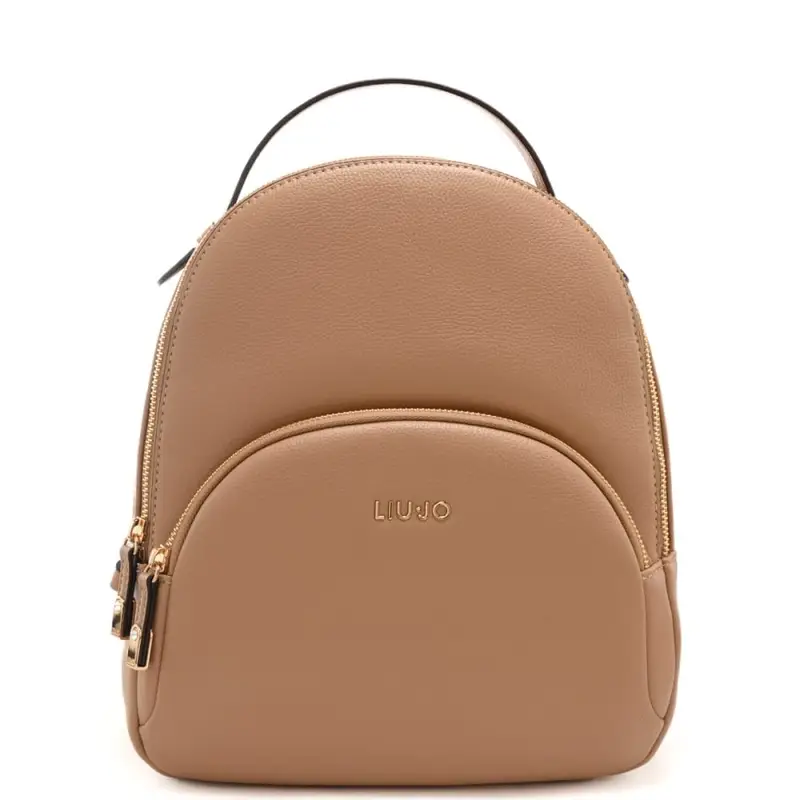 Liu Jo zaino piccolo da donna con texture martellata e tasca frontale cammello