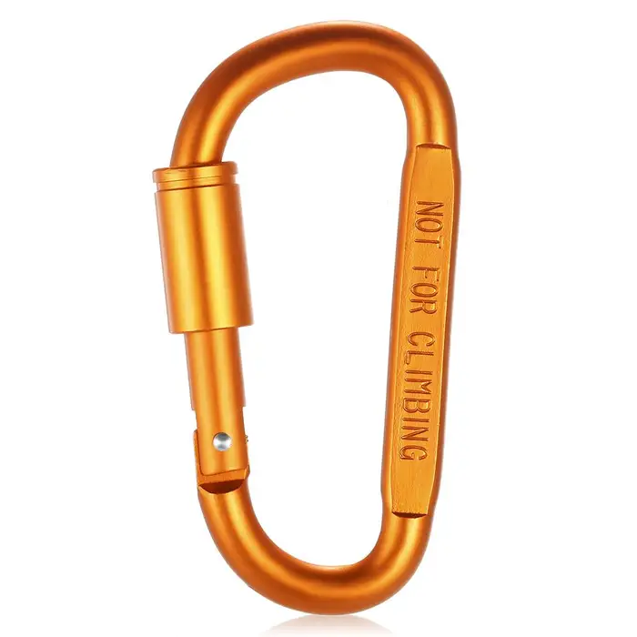 Lega di alluminio D-ring Moschettone con chiusura a vite Blocco gancio appeso Portachiavi con fibbia per escursionismo in campeggio oro