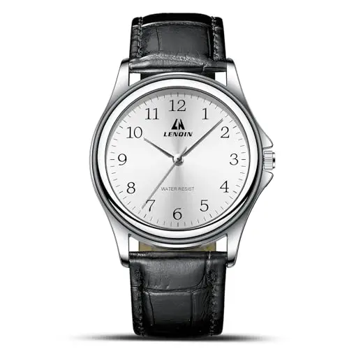 LN LENQIN Orologio Uomo Cinturino Pelle Orologio Analogico al Quarzo 30m Impermeabile Uomo Moda Orologio Casual