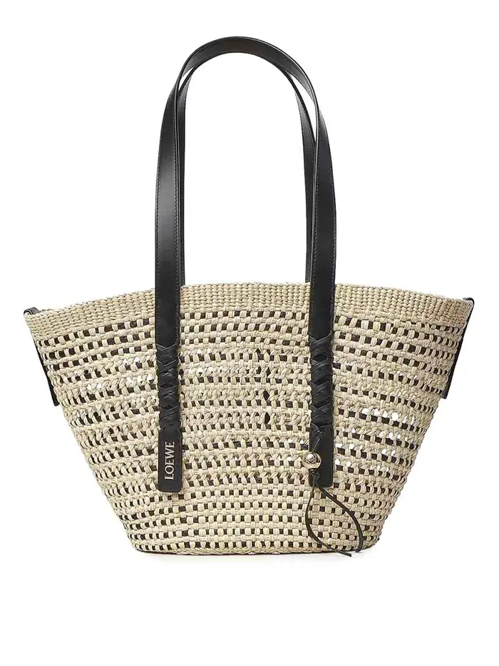 Loewe Borsa basket media intrecciata Beige