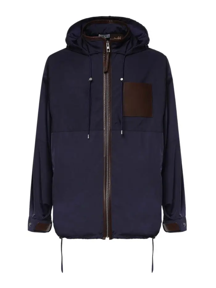 Loewe Giubbotto Con Cappuccio In Tessuto Tecnico Blu scuro