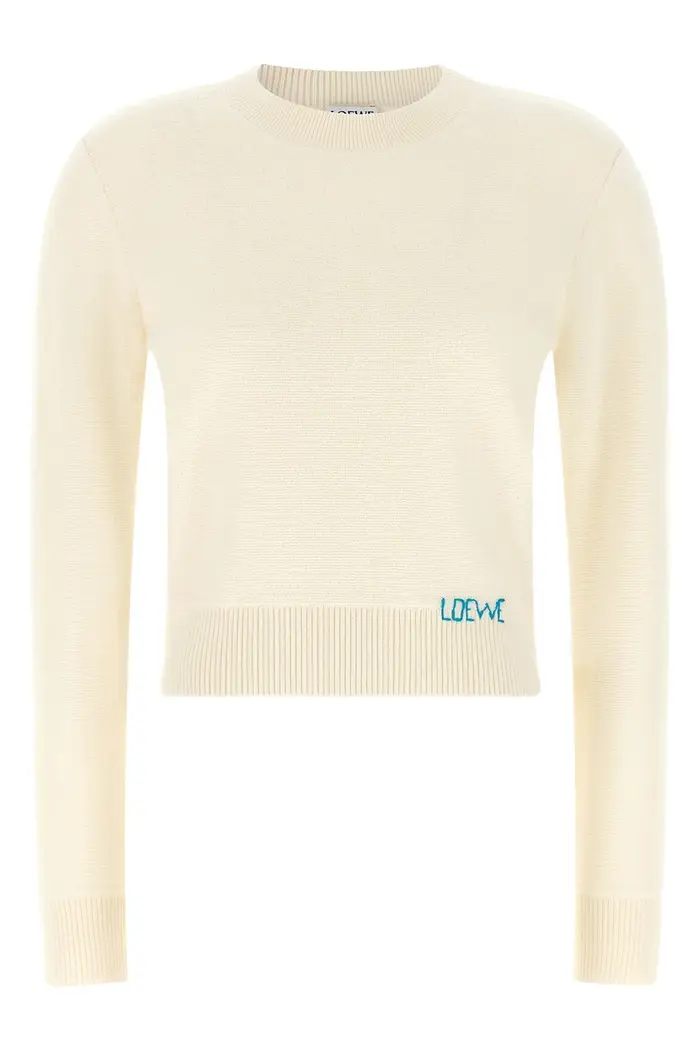 LOEWE Maglia Ricamo Logo Bianco