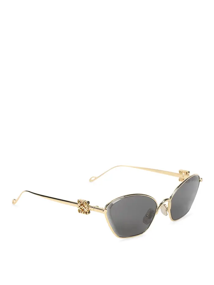 Loewe Occhiali da sole esagonali in metallo Anagram Grigio Scuro