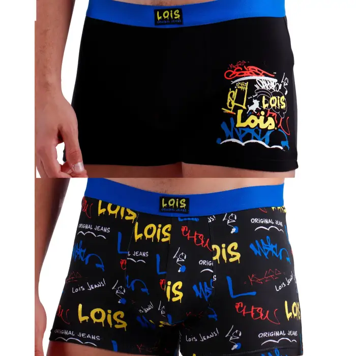 Lois Boxer in cotone elasticizzato Graffiti (x2) Noir