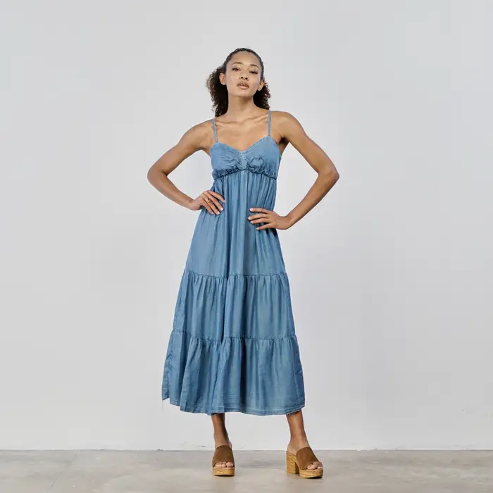 LOKITA Abito midi azzurro in denim