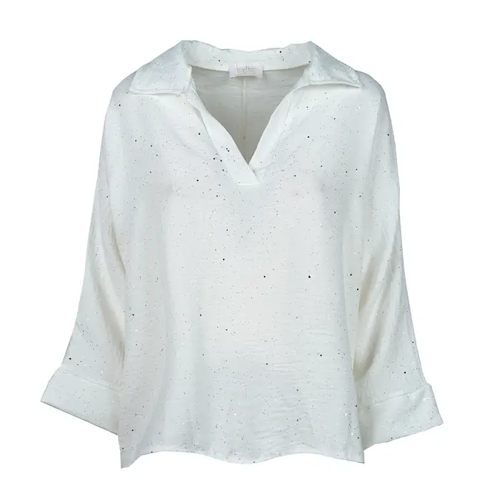 LOKITA Blusa bianca da donna con glitter