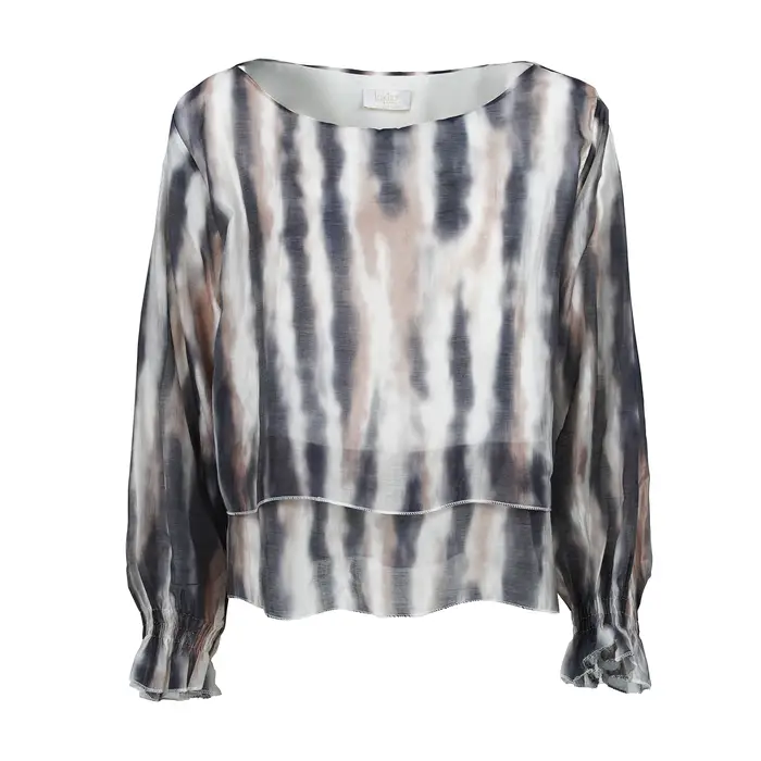 LOKITA Blusa blu e bianca da donna effetto sfumato
