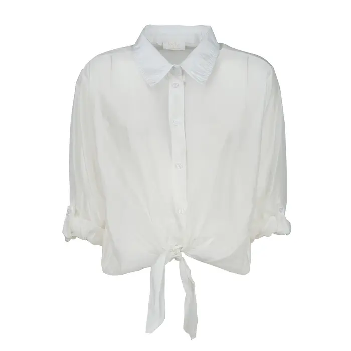 Camicia bianca Lokita da donna con bottoni e nodo
