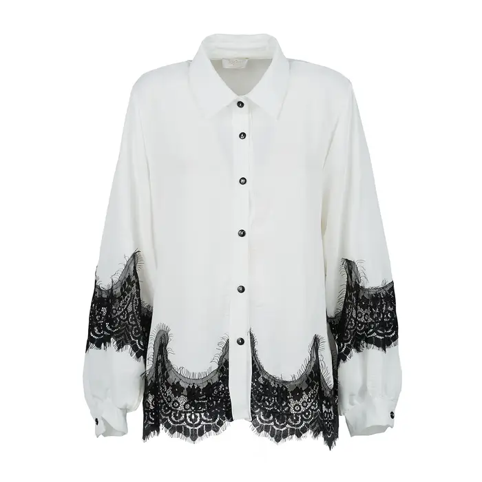 Camicia bianca Lokita da donna con inserti in pizzo