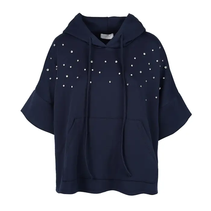 LOKITA Felpa blu da donna con maniche corte e strass