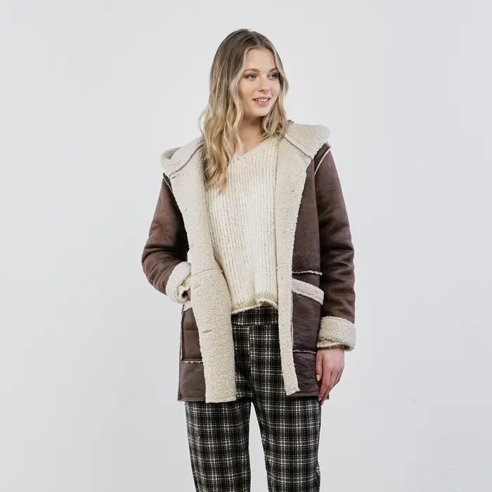 LOKITA Giacca marrone modello montone con tasche