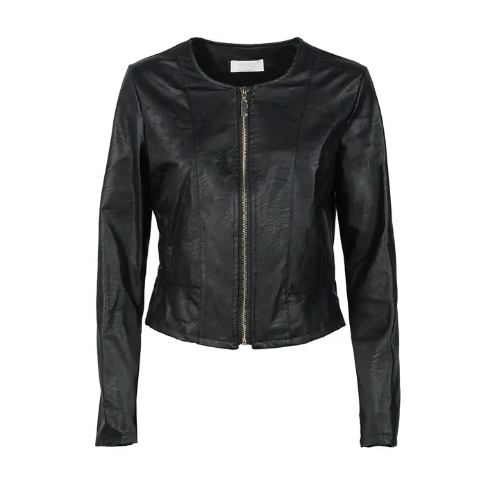 LOKITA Giacca nera in ecopelle da donna con zip