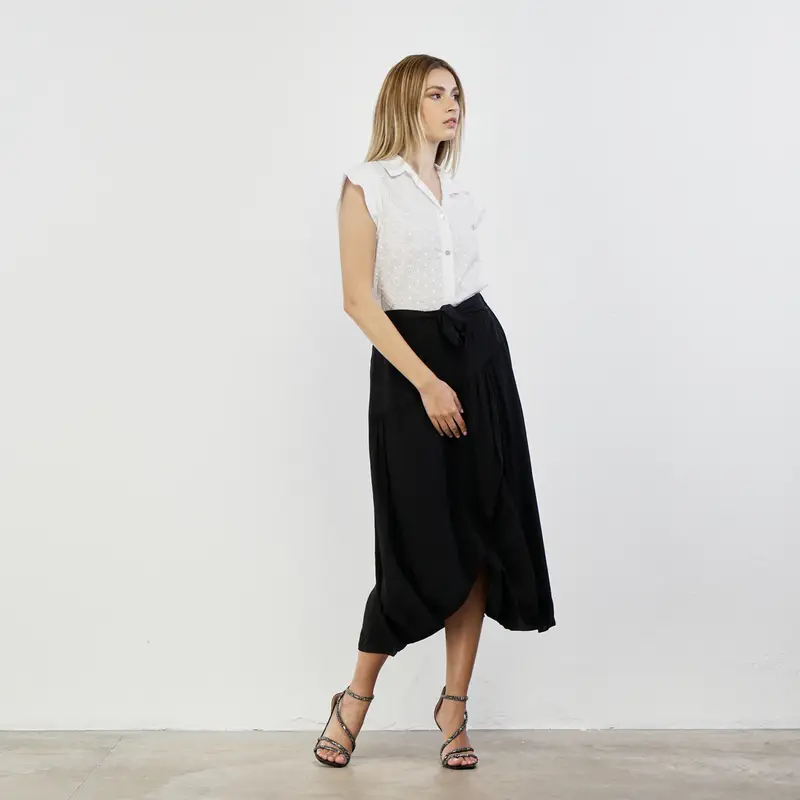 LOKITA Gonna midi nera con spacco e fusciacca