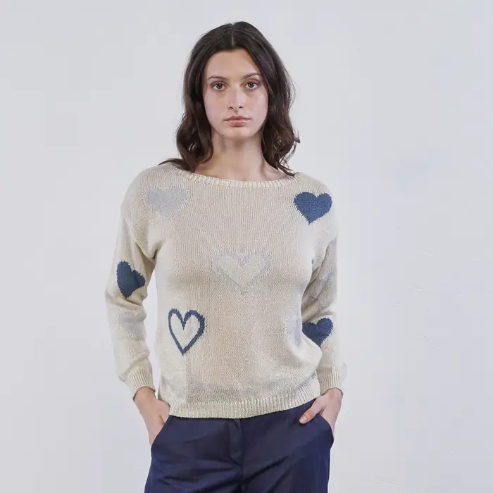 LOKITA Maglioncino beige da donna con dettaglio cuori