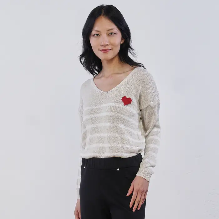 LOKITA Maglioncino leggero beige da donna con cuore