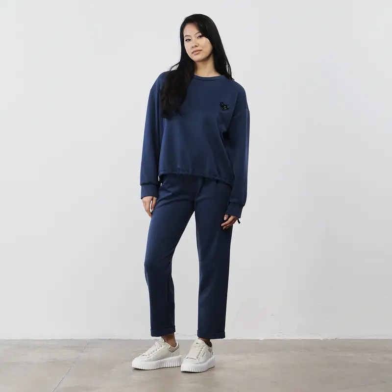 LOKITA Pantaloni blu da donna in tuta con coulisse