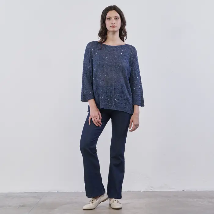 Pantaloni lunghi blu in denim Lokita da donna