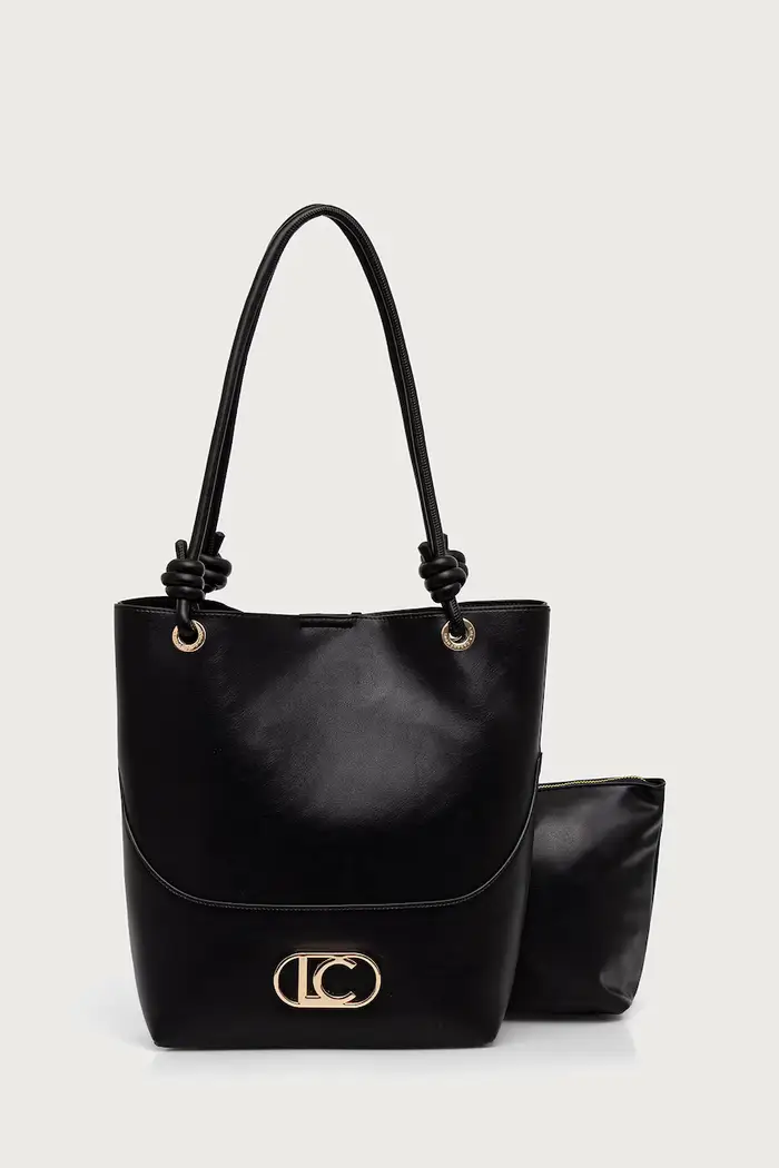 borsa tote da donna in similpelle Nero