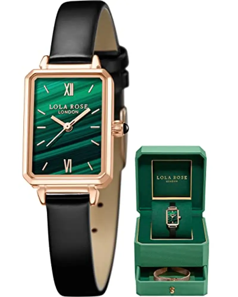 Lola Rose Orologio Donna Quadrante in Pietra di Pavone Verde, Confezione Regalo Alla Moda, Regali per Donne Eleganti e