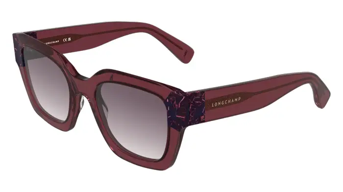 Longchamp Donna LO771S 615 Occhiali da sole Acetato Bordeaux Viola Squadrata Normale