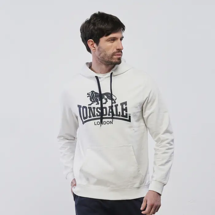 LONSDALE Felpa bianca da uomo con maxi logo