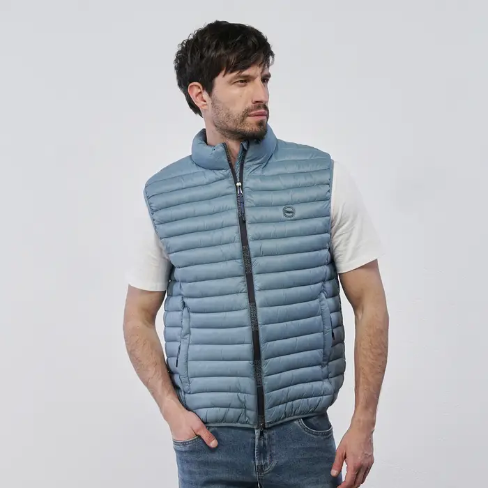 LONSDALE Piumino smanicato azzurro da uomo con tasche e zip