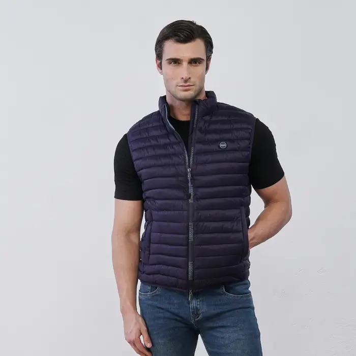 LONSDALE Piumino smanicato blu da uomo con tasche e zip