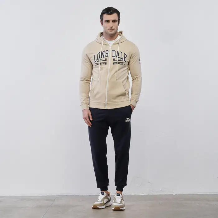 LONSDALE Tuta beige e blu da uomo con felpa e pantaloni