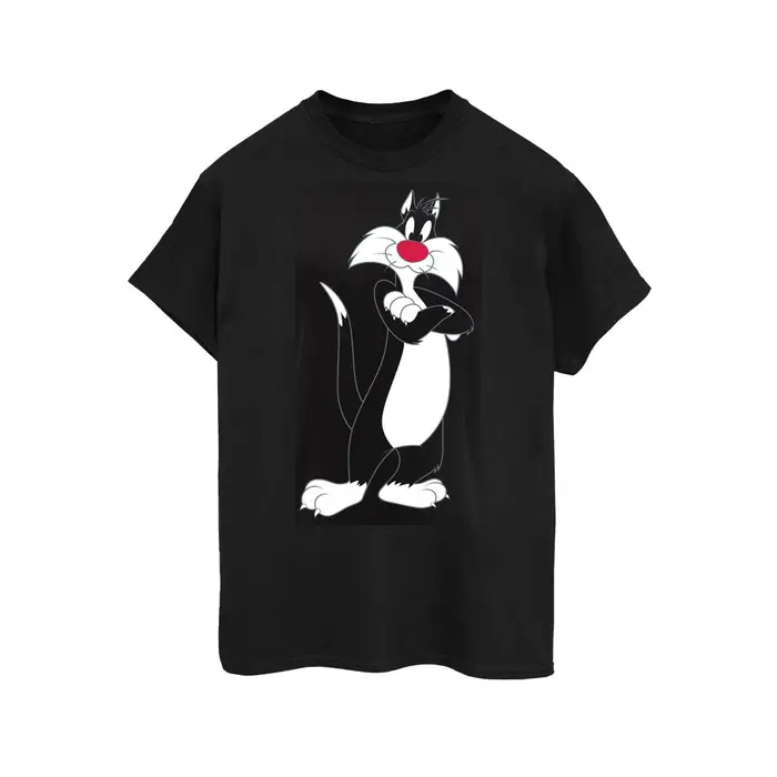 T-shirt Boyfriend in Cotone Looney Tunes da Donna/Signora con Sylvester a Braccia Conserte XXL nero