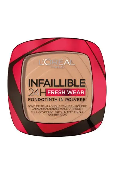 Loreal L'OREAL, L'oréal Paris Fondotinta Compatto Infaillible 24h Fresh Wear, Formula In Polvere A Lunga Tenuta, Mask-friendly,