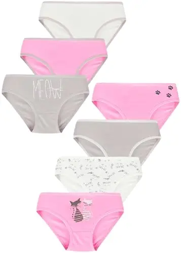 LOREZA ® 7 Mutandine di Cotone per Bambine Slip Intimo (140-146 (10-11 Anni), Set di 7)