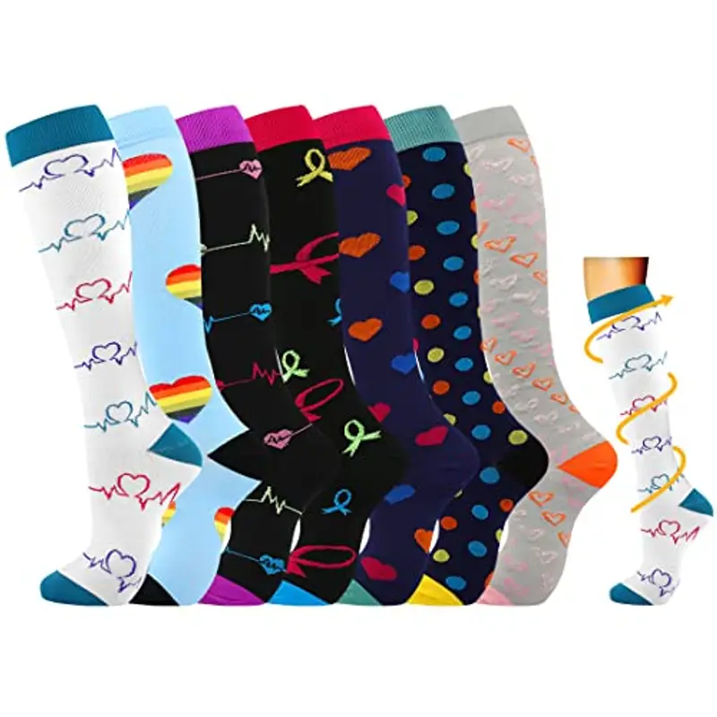 Losvcbcx LOSVBCX Calzini Compressione Medica 15-20 mmHg - Set 7 Paia