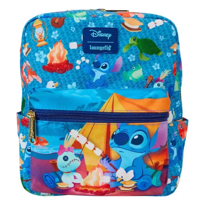 Loungefly Zaino Disney Mini Lilo and Stitch Camping Cuties AOP Bleu