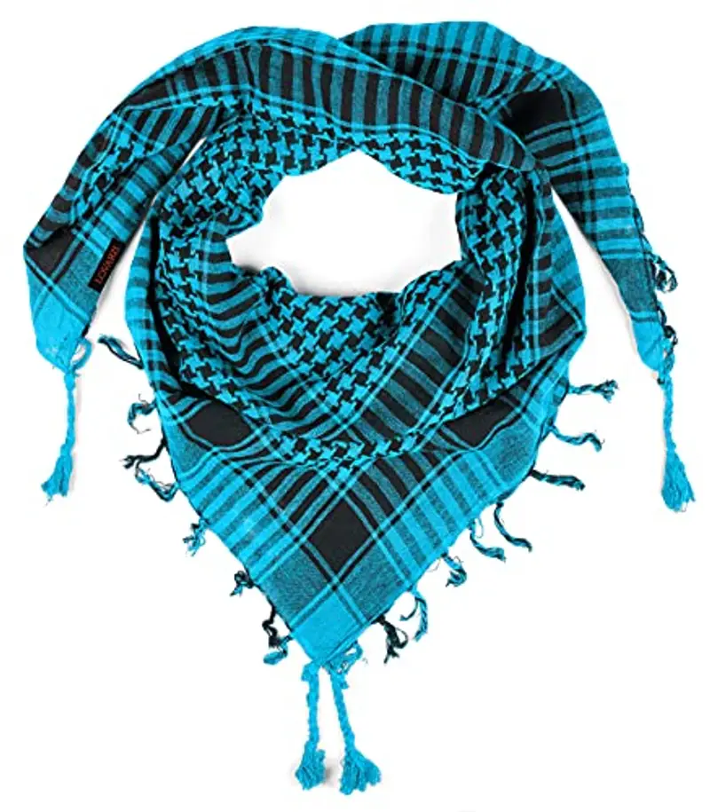 LOVARZI Kefiah Shemagh Foulard per uomo Blu turchese - sciarpa palestinese uomo donna tutte le età - Sciarpe per i ragazzi