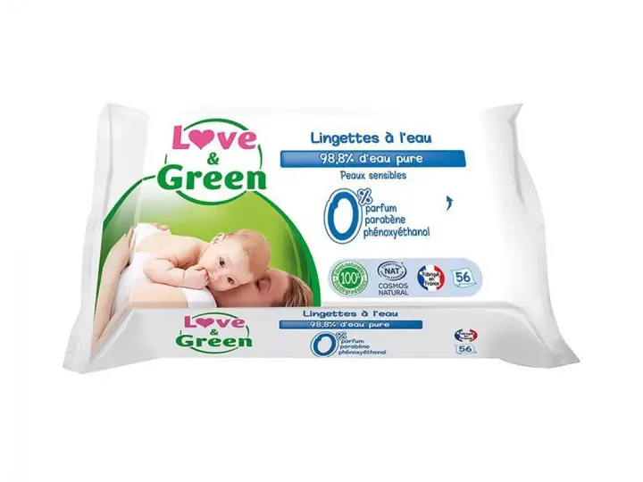 Love & Green Love&Green Salviette all'Acqua BIO Pelli Sensibili x56