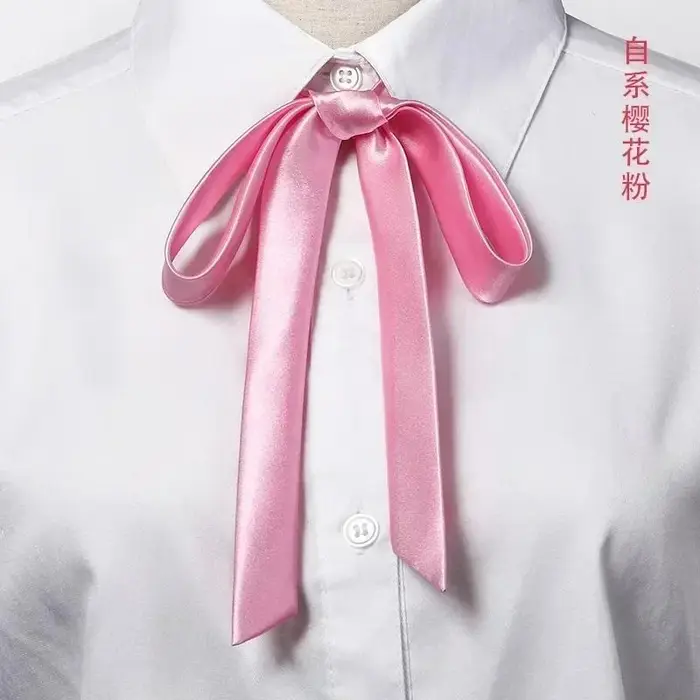 Cravatta a farfalla coreana piccola, stile college, uniforme scolastica, accessori per camicia, uomo e donna, sezione lunga, nastri, colletti, fiori CN rosa