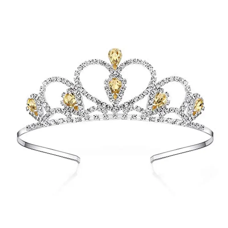 Lovelyshop Giallo Gemme Strass Diadema per Piccolo Bambino Grande Kid Ragazza Prom Compleanno Princess Festa
