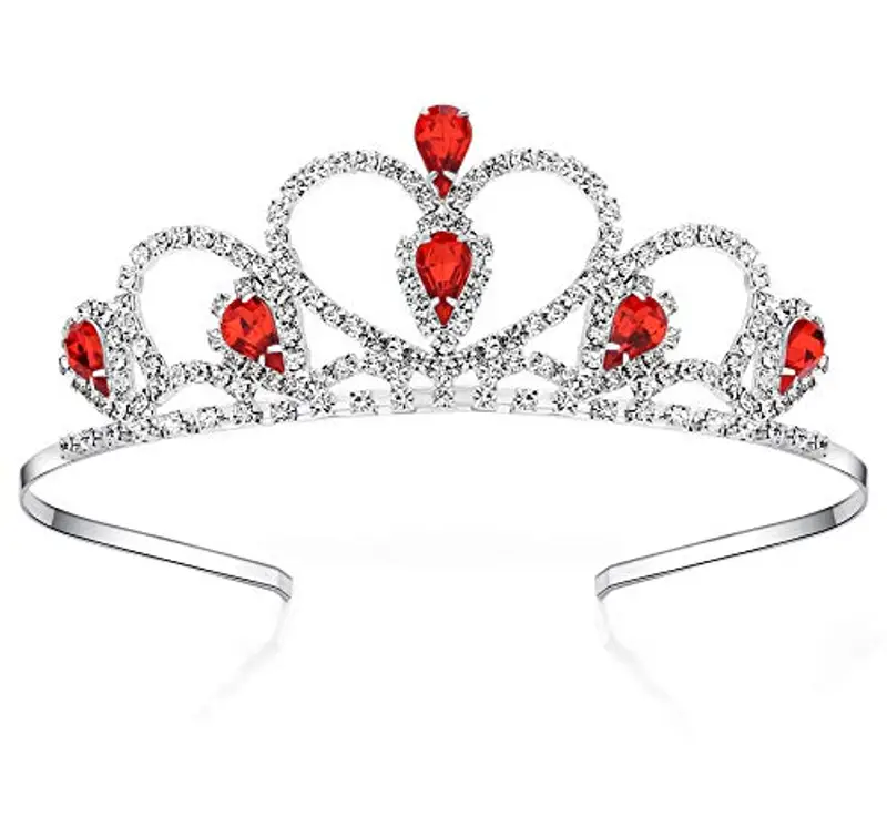 Lovelyshop Red Gems Strass Diadema per Little Kid Big Kid Prom Compleanno Principessa Corona