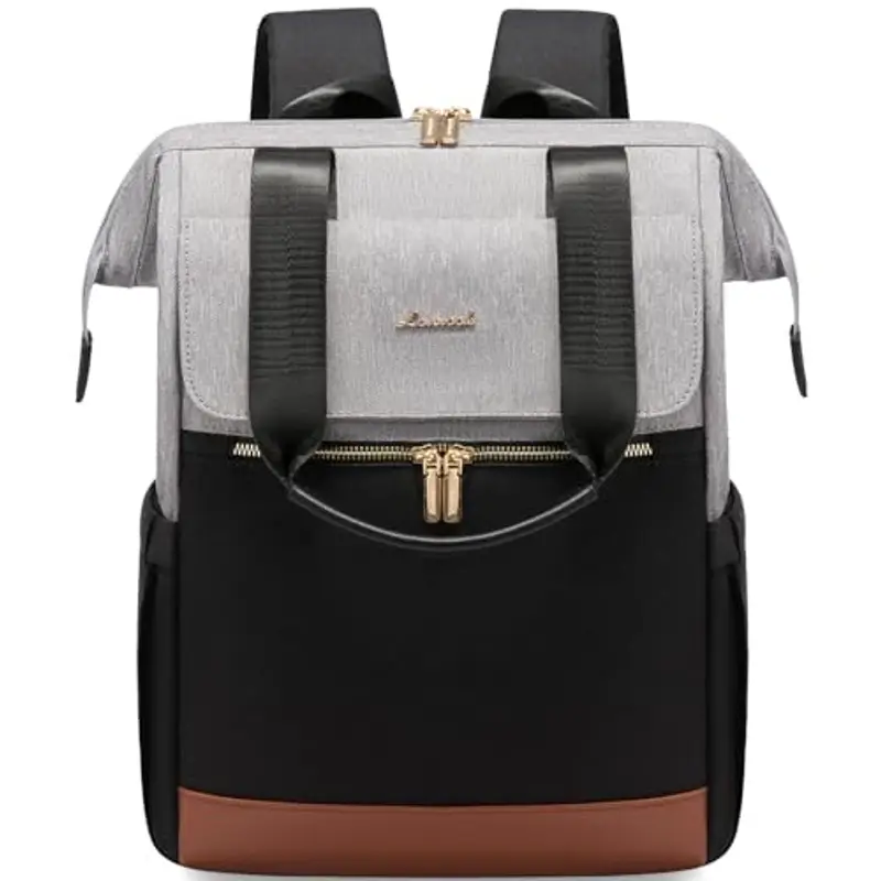 LOVEVOOK Zaino da donna, per computer portatile, impermeabile, Grigio e nero, 17, 3 Zoll