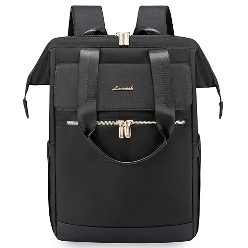 LOVEVOOK Zaino Donna Nero 15, 6 Pollici, Zaino Lavoro Porta PC Antifurto, Zaino da Università Impermeabile, Computer Backpack Capiente per