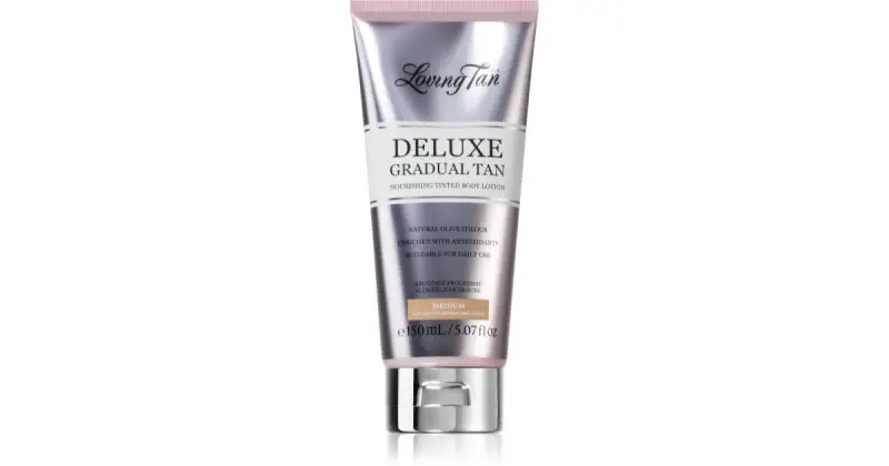 Loving tan Deluxe Gradual latte nutriente corpo per esaltare l'abbronzatura colore Medium 150 ml