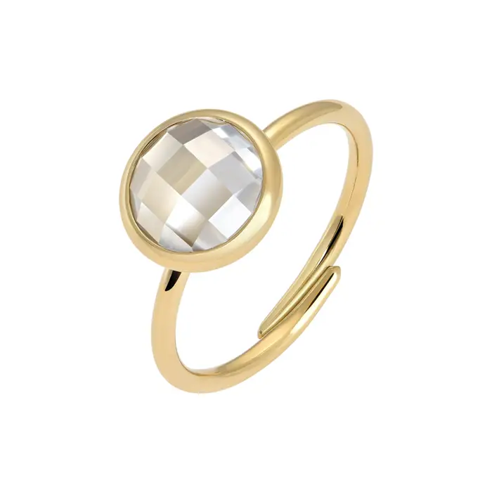 ANELLO DONNA IN ACCIAIO IP GOLD CON ZIRCONE BIANCO