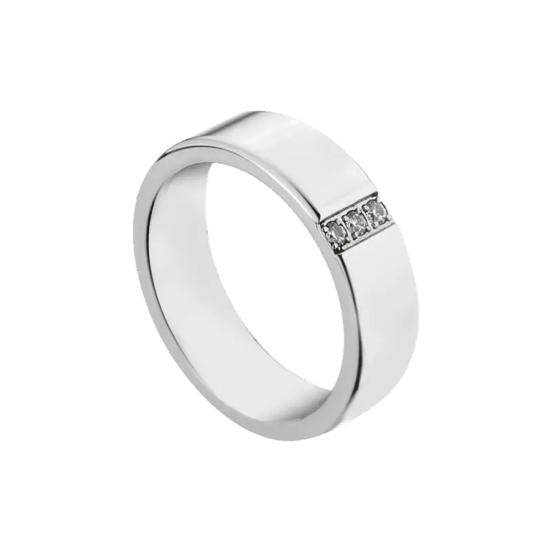 Luca Barra ANELLO UOMO IN ACCIAIO CON CRISTALLI BIANCHI, Argento